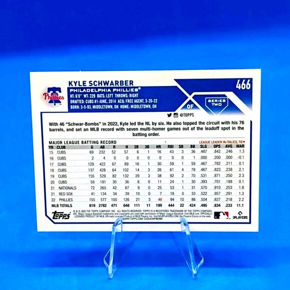 2023 Topps Complete Set - Kyle Schwarber #466 Gold Star - Picture 3 of 4